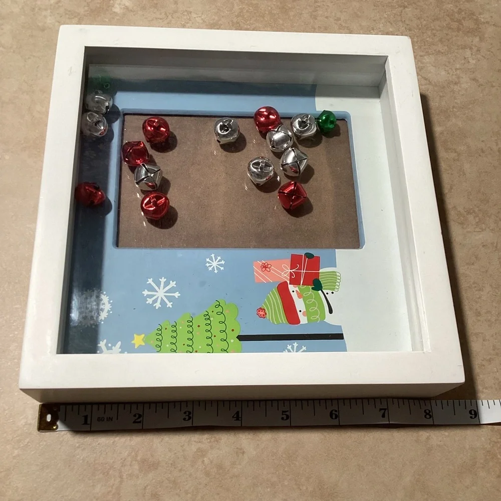 White Holiday Christmas Frame with Jingle Bells